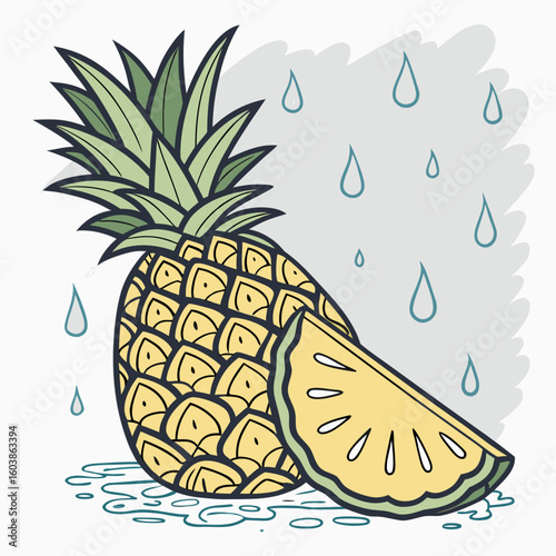 pineapple on a white background vector
