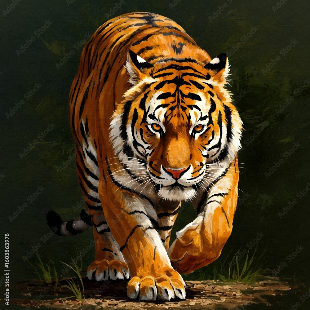 Fototapeta premium Roaring Tiger in Jungle