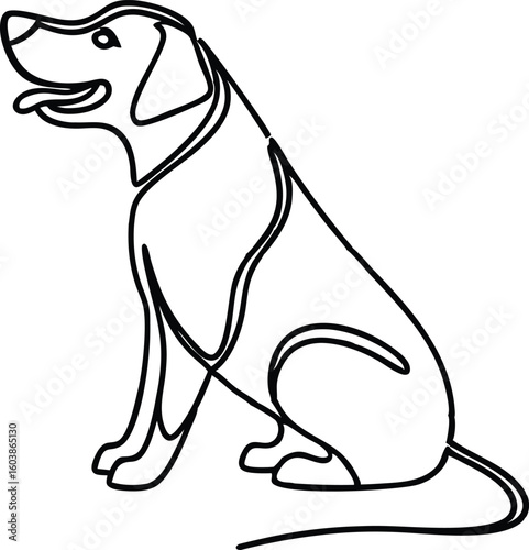 Sitting dog outline happy panting vector