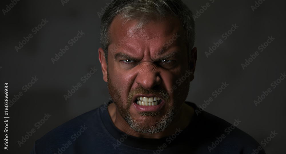 Obraz premium Man's angry face showing frustration and rage