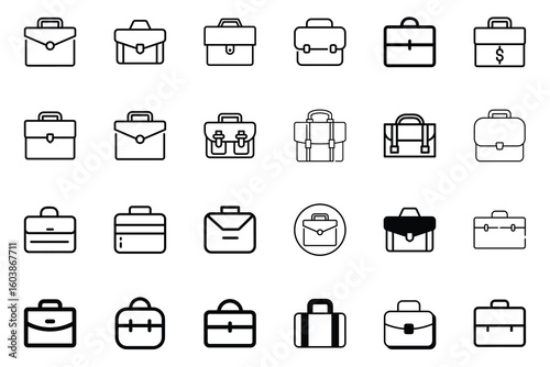 Briefcase icon, bag icon, corporate.