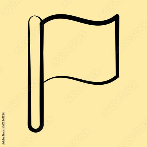 Icon surrender flag. Military and war elements. Icon in hand drawn style.