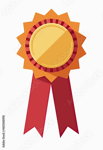 Vibrant Flat Design Award Ribbon and Gold Medal Vector Illustration, Symbolizing Achievement and Excellence, Ideal for Celebrating Success, Corporate Recognition, or Educational Honors.
