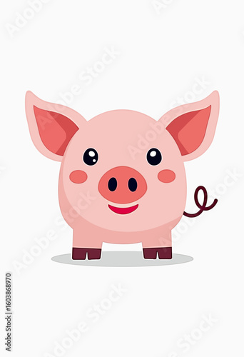 Adorable Cartoon Piglet Illustration with Rosy Cheeks and Sweet Expression, Perfect for Charming Children's Books, Farm Animal Themes, or Playful Rural Lifestyle Graphics.
