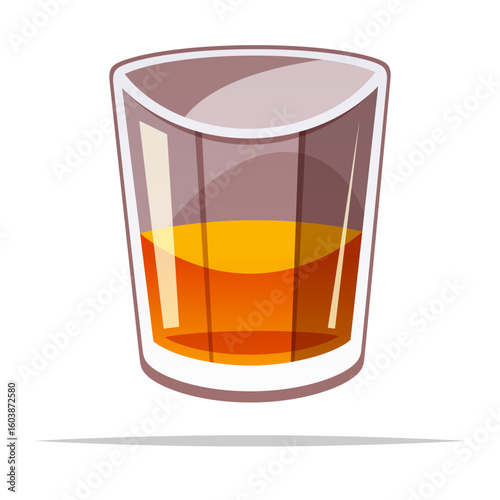 Glass of whiskey vector isolated illustration