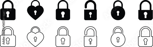 Locks icons set. Locked and unlocked vector icon collection. Lock symbol vector stock illustration.