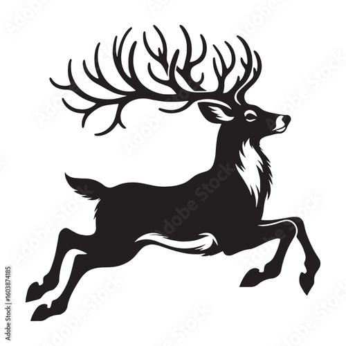 The glow that guides the sleigh – Rudolph silhouette brought to life in joyful Rudolph vector – Rudolph illustration – Christmas silhouette

