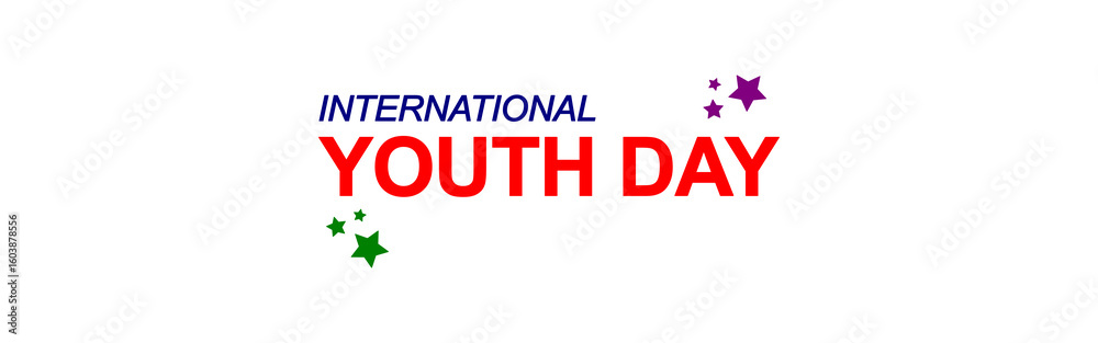 Fototapeta premium International Youth Day 12 August vector text emblem, modern celebration label design for awareness, poster, and digital use