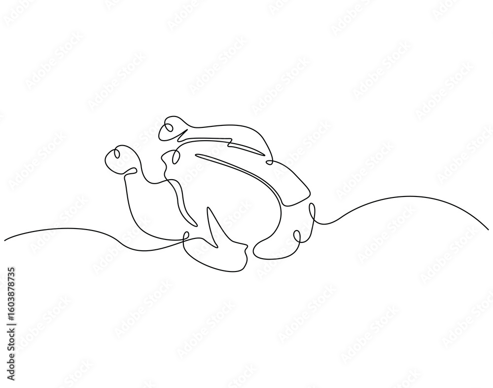 Obraz premium Continuous one line drawing of roasted chicken. One line drawing illustration of whole chicken roasted. Poultry concept single line. Editable outline