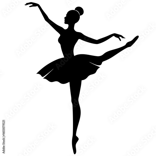 Silhouette of a ballerina in a graceful pose dance