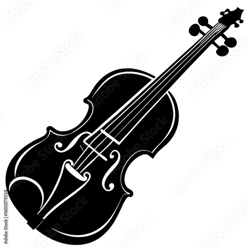 Silhouette of a traditional violin with detailed scroll