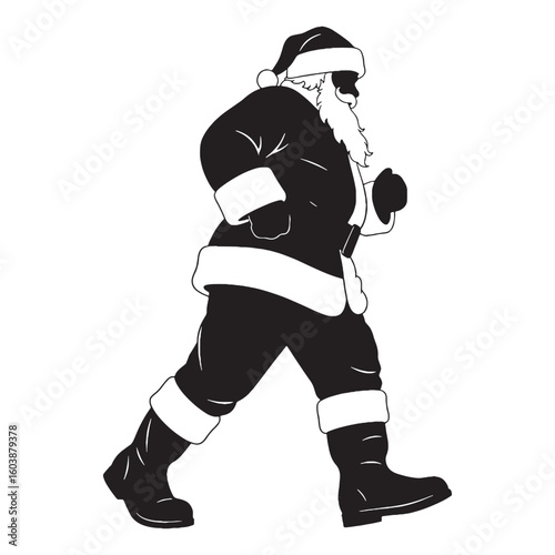 A jolly presence with twinkling eyes – Santa Claus silhouette styled in charming Santa Claus vector – Santa Claus illustration – Christmas silhouette

