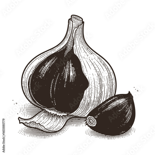 Black Garlic Cluster Etching