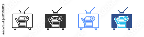 Script Multi Style Icon Set Vector 