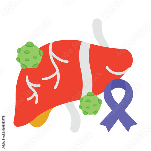 Liver Cancer Flat Vector Icon Eps 10 Files