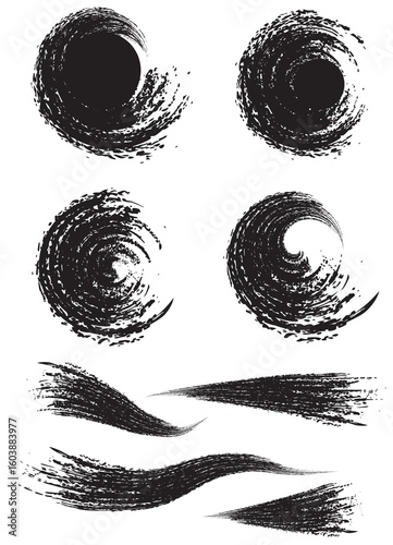 Wallpaper Mural a set of black ink swirls on a white background, Grungy black and white abstract vector illustration with ink splatters and a subtle border design perfect for fashion or art backgrounds Torontodigital.ca