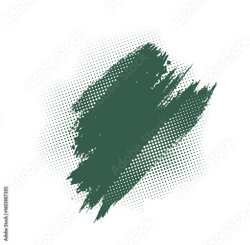 green paint stroke on a white background, Brush Stroke with Halftone Texture