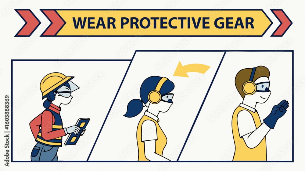 Obraz premium Comprehensive Guide to Wearing Protective Gear for Safety and Injury Prevention in Various Environments and Activities Ensuring Proper Use and Effective Protection with Modern Design