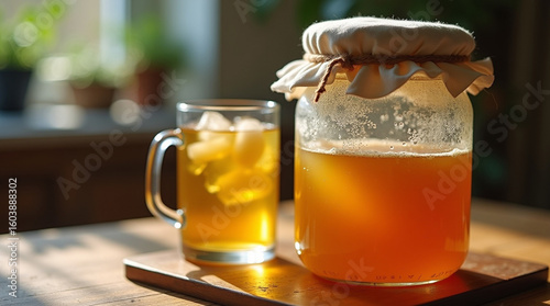 Healthy fermented beverage kombucha for better digestion and eczema