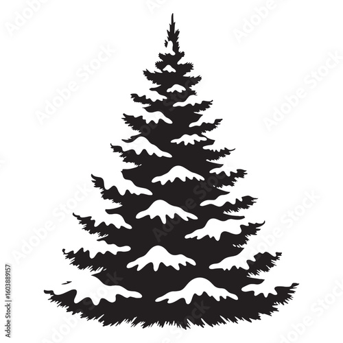 A wintry icon of celebration – Christmas tree silhouette polished into bold Christmas tree vector – Christmas tree illustration – Christmas silhouette

