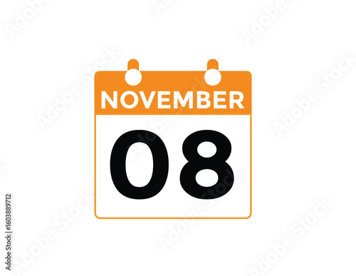 9 November, calendar date icon. 9 November Calendar Date for Deadlines or Appointment. Day, month. vector illustration.
