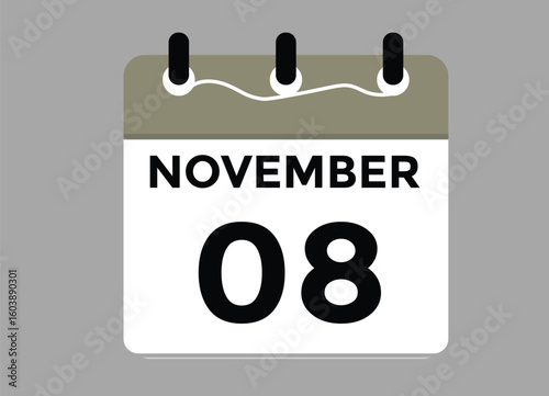 9 November, calendar date icon. 9 November Calendar Date for Deadlines or Appointment. Day, month. vector illustration.

