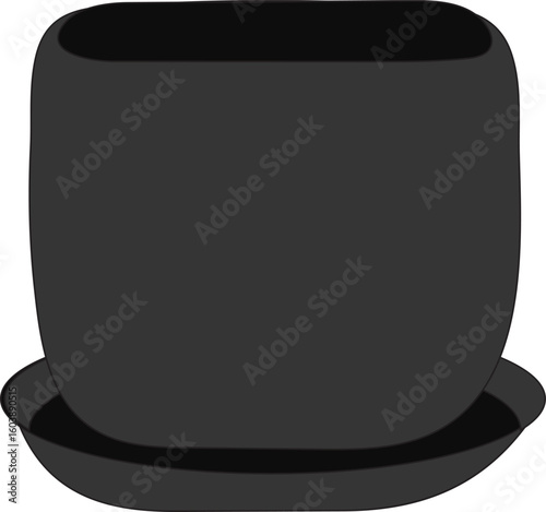 Matte Black Plant Pot with Saucer