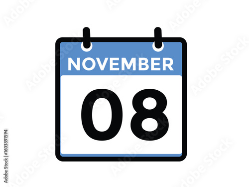 9 November, calendar date icon. 9 November Calendar Date for Deadlines or Appointment. Day, month. vector illustration.
