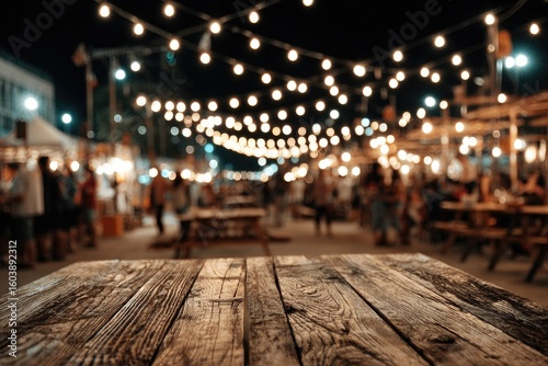 Wallpaper Mural Rustic wooden table at night market Torontodigital.ca