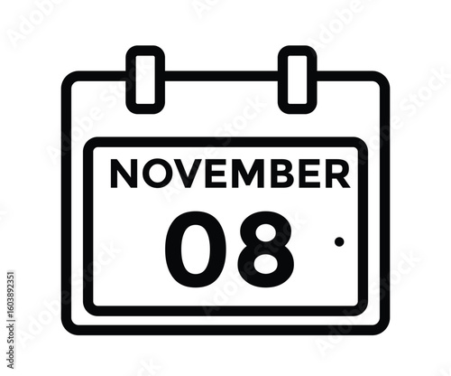 9 November, calendar date icon. 9 November Calendar Date for Deadlines or Appointment. Day, month. vector illustration.
