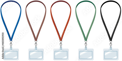 ビジネスカラーのIDカードホルダーネックストラップのベクターイラスト素材(Vector Illustration of Business Color Neck Strap ID Card Holder)
