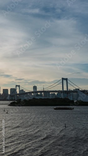 お台場海浜公園日の入りタイムラプス　東京都港区台場