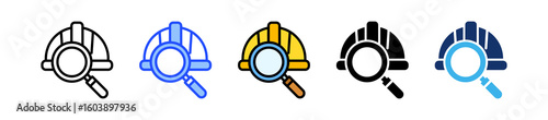 Inspection Helmet Icon Collection With Multiple Styles