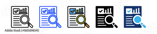 Document Review Icon Collection With Multiple Styles