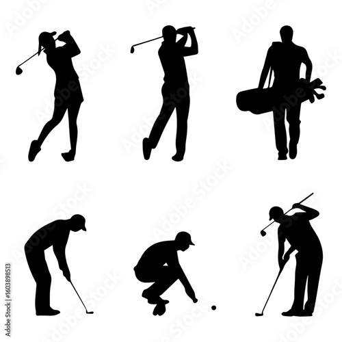 golf players silhouettes