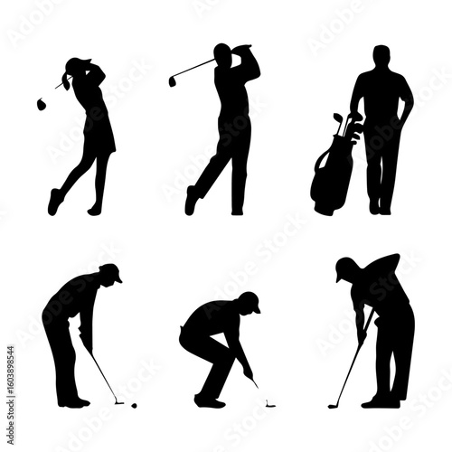 golf players silhouettes
