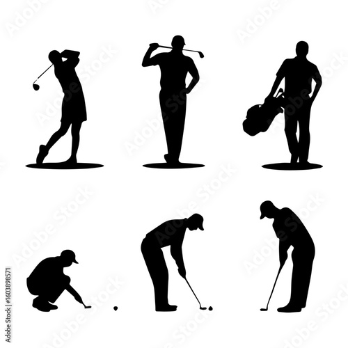 golf player silhouette vector