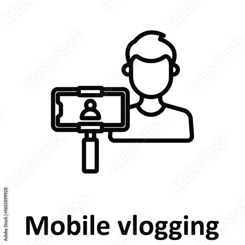 Mobile vlogging Vector Icon which can easily modify or edit