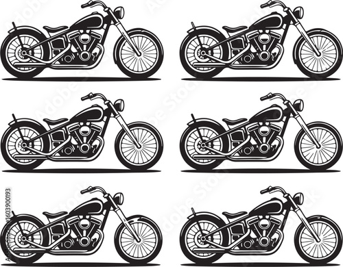 Vintage Chopper Motorcycle Vector Bundle

