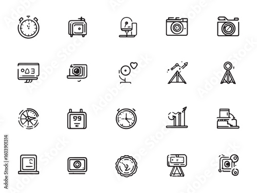 Timeline ultra minimalist 2D line art 