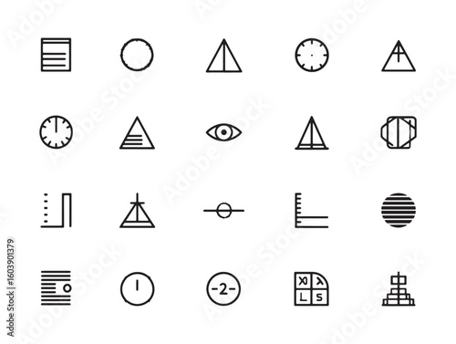 Timeline ultra minimalist 2D line art 