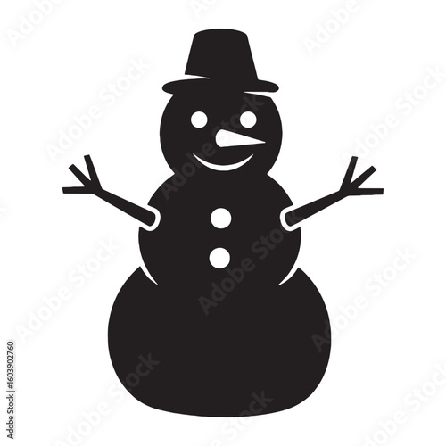 Chilled charm in buttoned form – Snowman silhouette formed with jolly Snowman vector – Snowman illustration – Christmas silhouette


