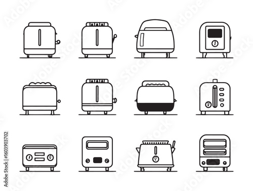 Toaster ultra minimalist 2D line art 