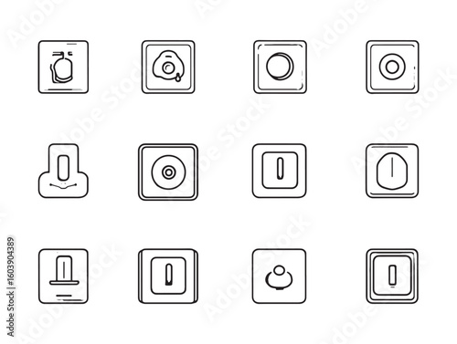 Toggle Switch ultra minimalist 2D line art 