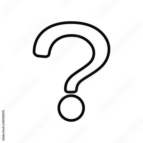 A stark black outline shapes a classic question mark against a plain white background