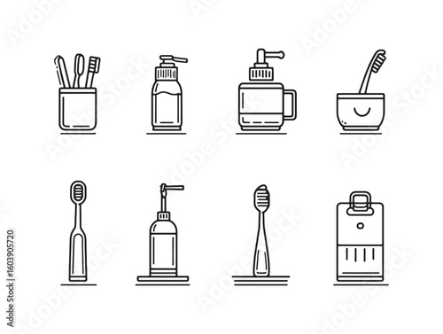 Toothbrush holder ultra minimalist 2D line art