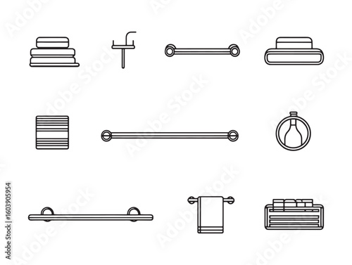 Towel bar ultra minimalist 2D line art