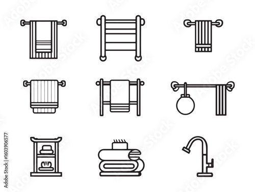 Towel rack ultra minimalist 2D line art