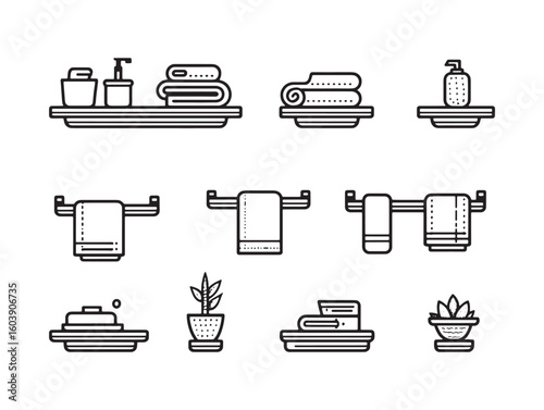 Towel rack ultra minimalist 2D line art