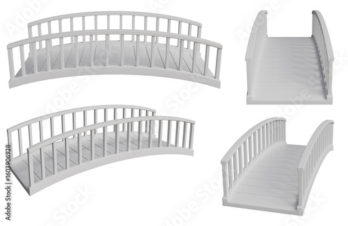Fototapeta Naklejka Na Ścianę i Meble -  White bridge isolated on white background. 3d rendering	
